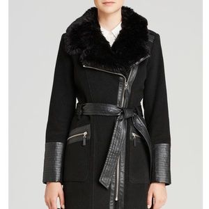 Via Spiga Jackets & Coats - Via Spiga Belted Faux Fir-Trim Asymmetric Coat Via Spiga Jackets & Coats - Via Spiga Belted Faux Fir-Trim Asymmetric Coat